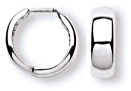 Gold hoop earrings High polish 9ct white gold Rectangular huggie 16mm, 1.5 grams.