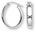 Gold hoop earrings High polish 9ct white gold Oval indented edges 20mm height, 1.1 grams.