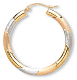 Gold hoop earrings High polish 9ct tricolor gold Oval hollow 30mm, 1.4 grams.