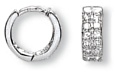 Gold hoop earrings High polish 9ct white gold Clear zirconium Rectangular jewelled 12mm, 2.3 grams.