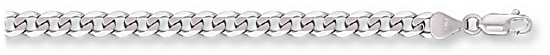 Gold chain High polish 9ct white gold 28 inch Mens 5.4mm by 1.4mm curb, 31.6 grams.