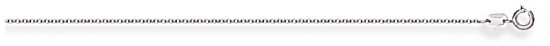Gold chain High polish 9ct white gold 18 inch 1.1mm Belcher micro, 1.3 grams.