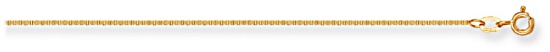 Gold chain High polish 9ct gold 18 inch 0.9mm box, 2.5 grams.