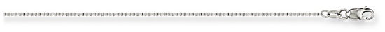 Gold chain High polish 9ct white gold 18 inch 0.9mm box, 2.6 grams.
