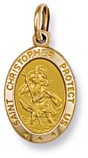 Gold pendant High polish 9ct gold St Christopher oval large, 3.0 grams.