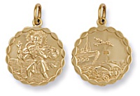 Gold pendant High polish 9ct gold St Christopher dble sided bubble edge medium, 3.9 grams.