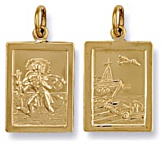 Gold pendant High polish 9ct gold St Christopher dble sided rectangle, 3.8 grams.
