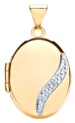 Gold pendant High polish 9ct gold Diamond Oval white gold jewelled tilde