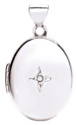 Gold pendant High polish 9ct white gold Diamond Oval plain with jewelled star