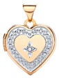 Gold pendant High polish 9ct gold Diamond Heart patterned jewelled white gold detail