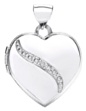 Gold pendant High polish 9ct white gold Diamond Heart jewelled diagonal detail