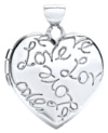 Gold pendant High polish 9ct white gold Heart engraved with Love