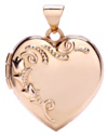 Gold pendant High polish 9ct rose gold Heart half patterned