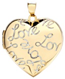 Gold pendant High polish 9ct gold Heart engraved with Love