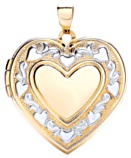 Gold pendant High polish 9ct gold Heart outer pattern white gold detail