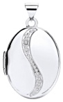Gold pendant High polish 9ct white gold Oval vertical curve