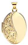 Gold pendant High polish 9ct gold Oval half pattern