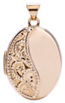 Gold pendant High polish 9ct rose gold Oval half pattern