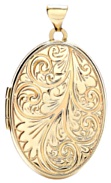 Gold pendant High polish 9ct gold Oval full natural pattern