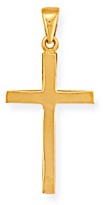 Gold pendant High polish 9ct gold 39mm cross plain yellow gold (gold shown), 3.0 grams.