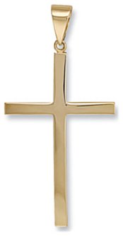 Gold pendant High polish 9ct gold 67mm cross plain, 11 grams.