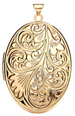Gold pendant High polish 9ct gold Oval natural full patterned