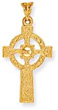 Gold pendant High polish 9ct gold 40mm cross Celtic, 3.6 grams.