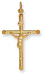 Gold pendant High polish 9ct gold 50mm crucifix circular hollow, 2.1 grams.