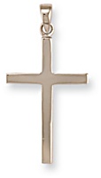 Gold pendant High polish 9ct white gold 39mm cross plain, 3.7 grams.