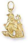 Gold pendant High polish 9ct gold Aquarius, 2.0 grams.