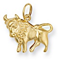 Gold pendant High polish 9ct gold Taurus, 2.0 grams.