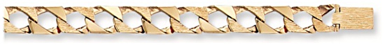 Gold bracelet High polish Bark effect 9ct gold 8.4mm curb square cast mens, 15 grams.